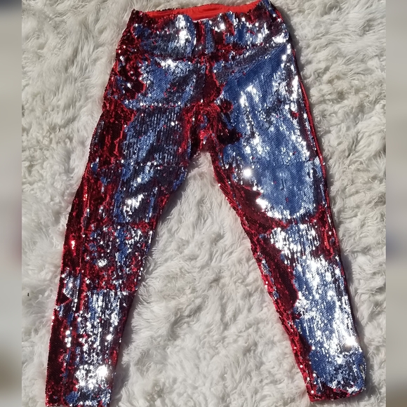 Red and silver sequin leggings - Picture 2 of 3